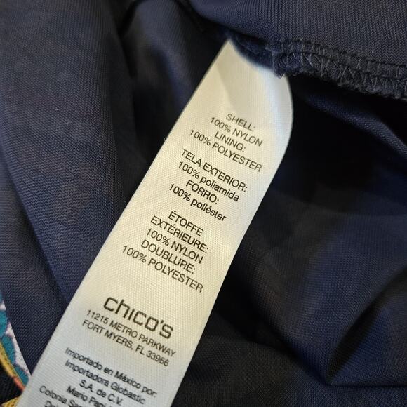 Chicos Midi Skirt Womens 3/XL Floral Geometric Artsy Boho Cottagecore Mesh - Picture 9 of 9